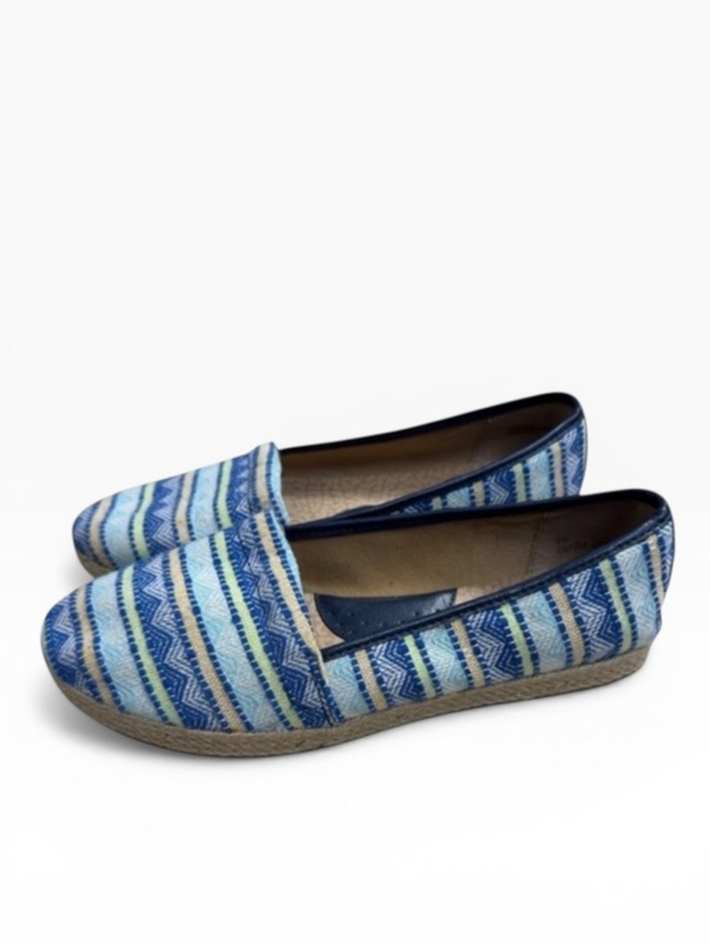 BOC Woven Loafer Espadrille Womens Flats Slip On Casual Blue White Shoes Size 9